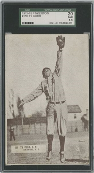 1913-15 Pinkerton Postcards #159 Ty Cobb, Blank Back - SGC 20 FR 1.5